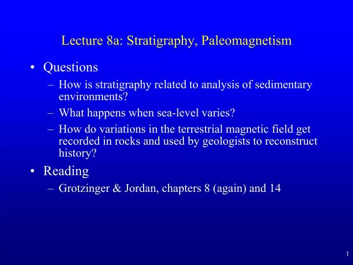 lecture 8a stratigraphy paleomagnetism