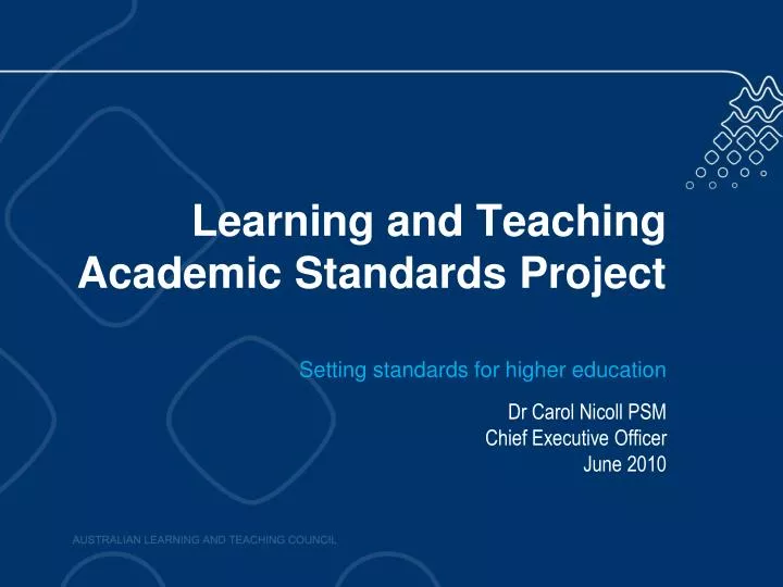learning and teaching academic standards project