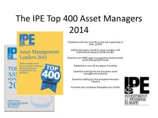The IPE Top 400 Asset Managers 2014