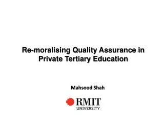 Re-moralising Quality Assurance in Private Tertiary Education