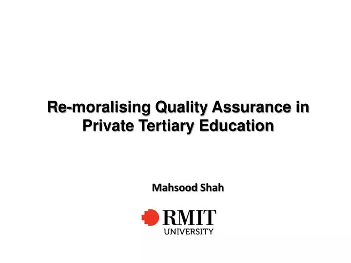 re moralising quality assurance in private tertiary education