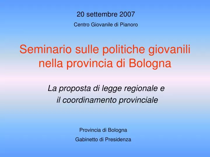 seminario sulle politiche giovanili nella provincia di bologna