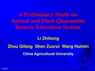 Li Zhihong Zhou Qifang Shen Zuorui Wang Huimin China Agricultural University