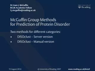 McGuffin Group Methods for Prediction of Protein Disorder