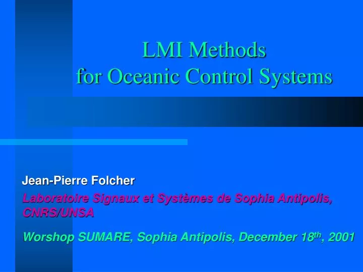 lmi methods for oceanic control systems