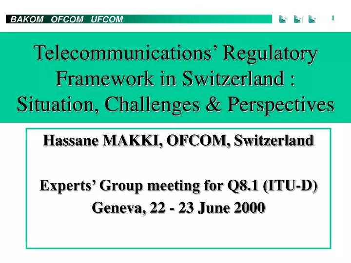 hassane makki ofcom switzerland experts group meeting for q8 1 itu d geneva 22 23 june 2000