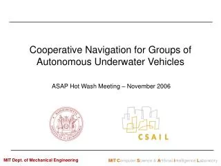 Cooperative Navigation for Groups of Autonomous Underwater Vehicles
