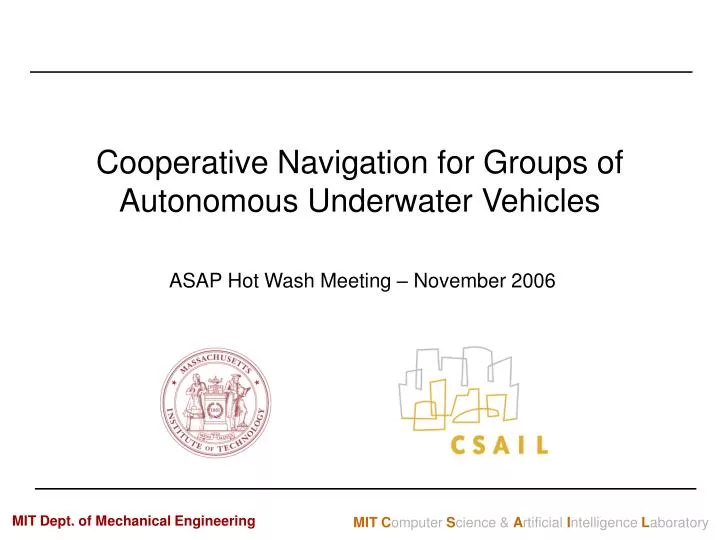 cooperative navigation for groups of autonomous underwater vehicles