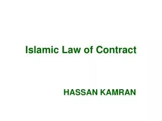 Islamic Law of Contract