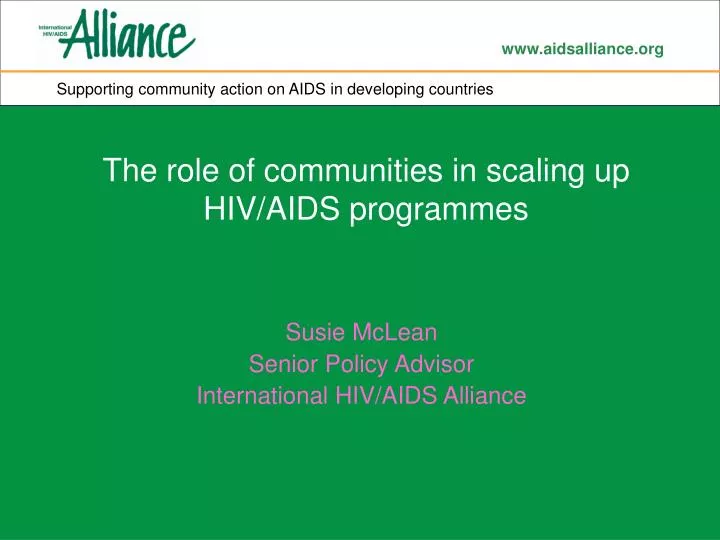 the role of communities in scaling up hiv aids programmes