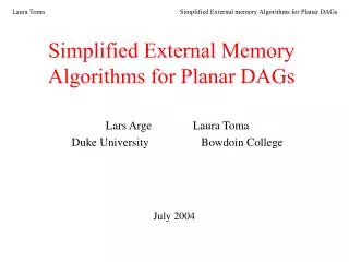 Simplified External Memory Algorithms for Planar DAGs
