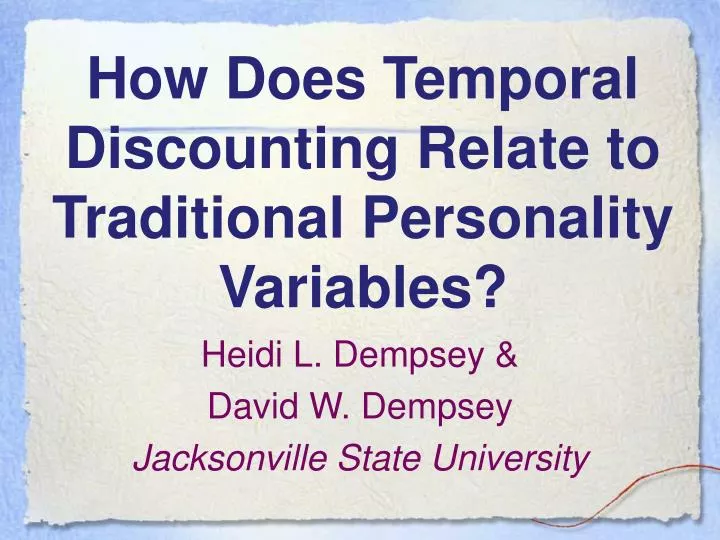 how does temporal discounting relate to traditional personality variables