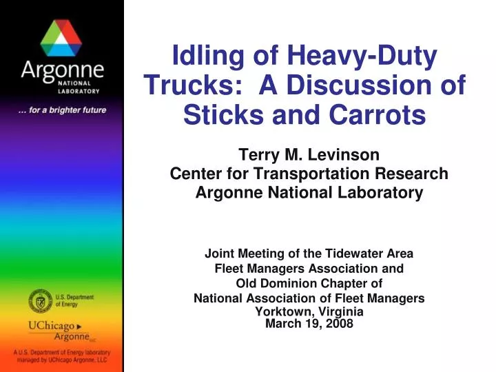 idling of heavy duty trucks a discussion of sticks and carrots