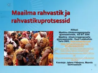 maailma rahvastik ja rahvastikuprotsessid