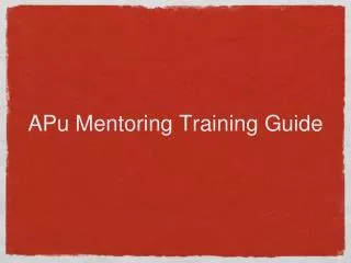APu Mentoring Training Guide