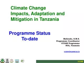 Climate Change Impacts, Adaptation and Mitigation in Tanzania