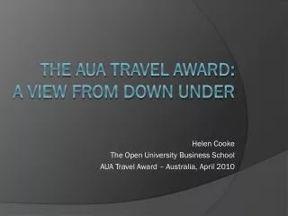 The aua travel award: a view from down under