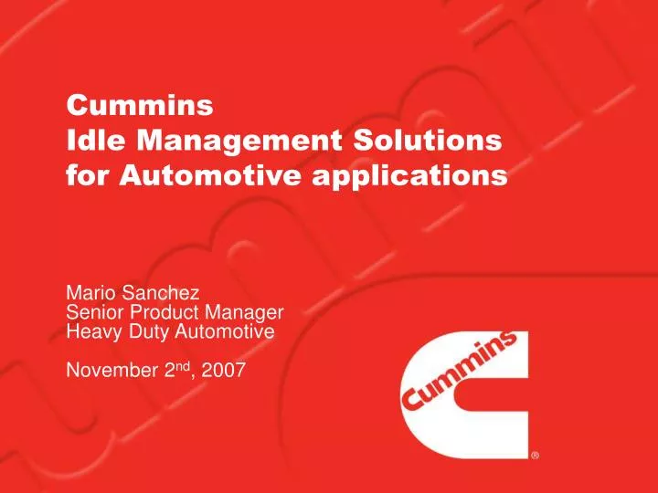 cummins idle management solutions for automotive applications