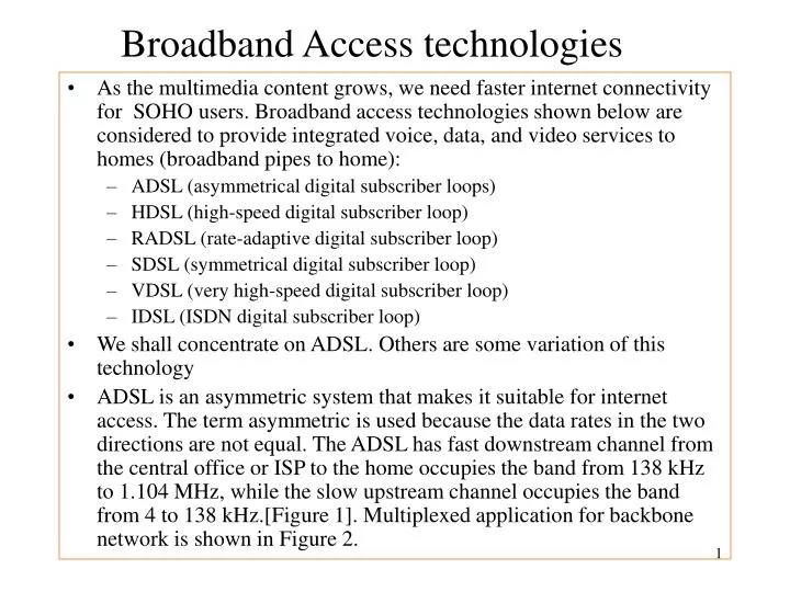 broadband access technologies