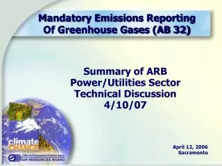 Summary of ARB Power/Utilities Sector Technical Discussion 4/10/07