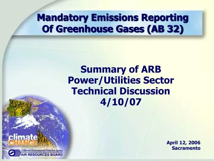 summary of arb power utilities sector technical discussion 4 10 07