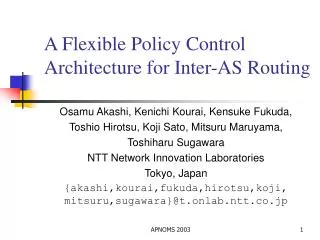 A Flexible Policy Control Architecture for Inter-AS Routing