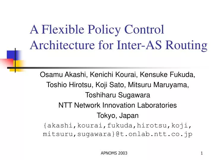 a flexible policy control architecture for inter as routing