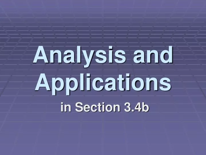 analysis and applications