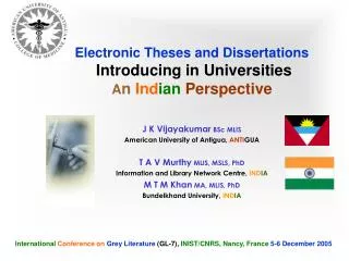 Electronic Theses and Dissertations Introducing in Universities A n Ind ian Perspective