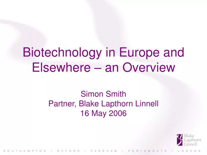 biotechnology in europe and elsewhere an overview