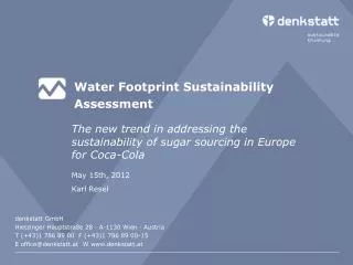Water Footprint Sustainability Assessment
