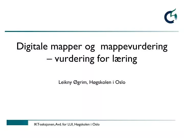 digitale mapper og mappevurdering vurdering for l ring