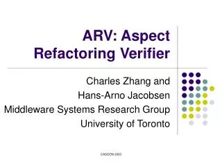 ARV: Aspect Refactoring Verifier