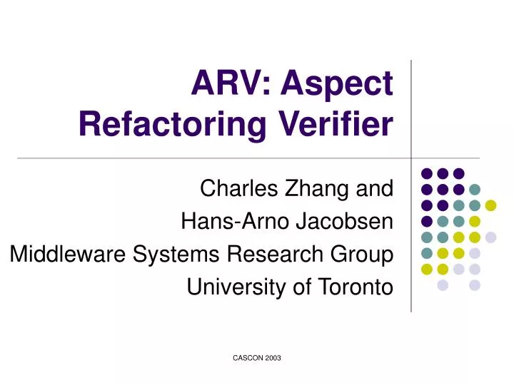 arv aspect refactoring verifier