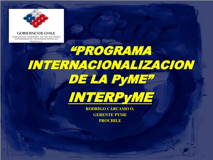 p rograma internacionalizacion de la pyme interpyme rodrigo c rcamo o gerente pyme prochile