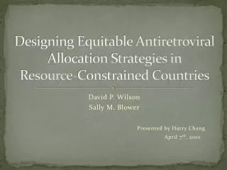 Designing Equitable Antiretroviral Allocation Strategies in Resource-Constrained Countries