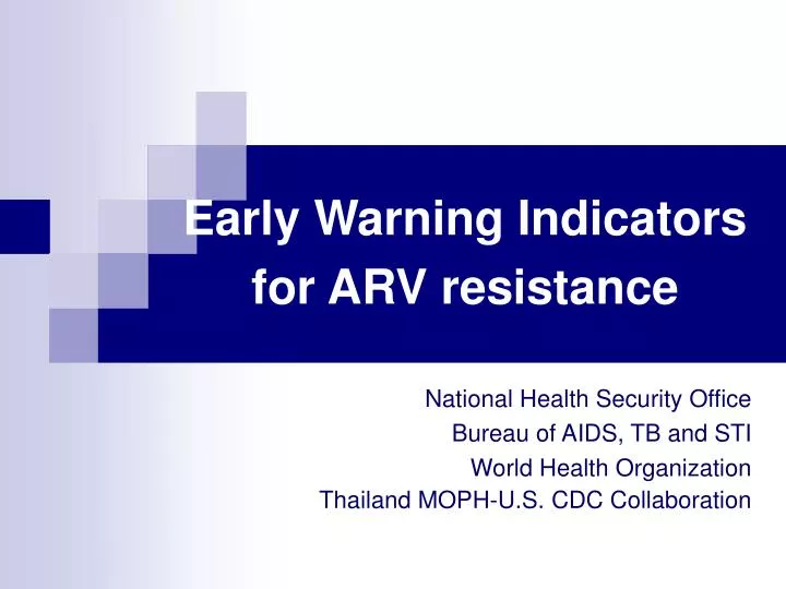 early warning indicators for arv resistance