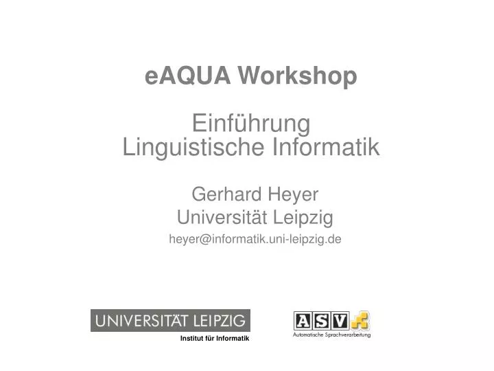 eaqua workshop einf hrung linguistische informatik