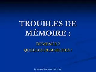 troubles de m moire