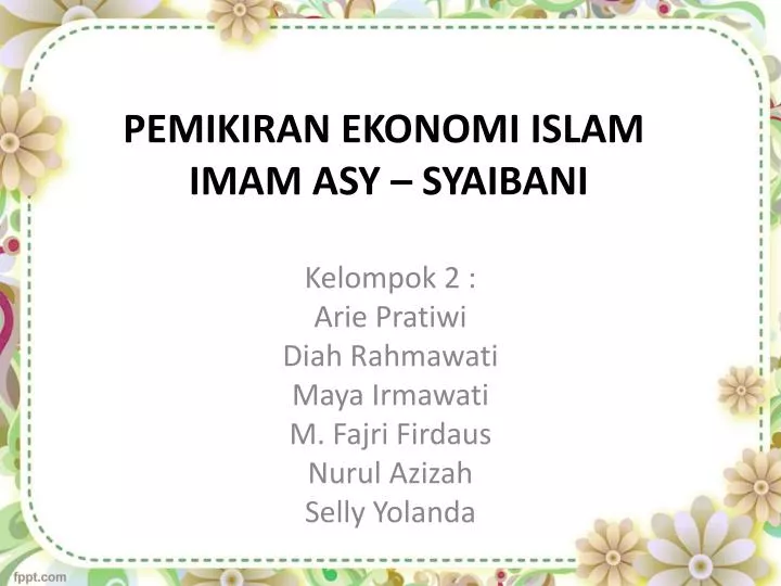 pemikiran ekonomi islam imam asy syaibani
