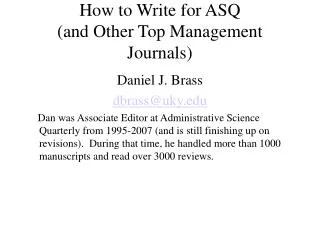 How to Write for ASQ (and Other Top Management Journals)