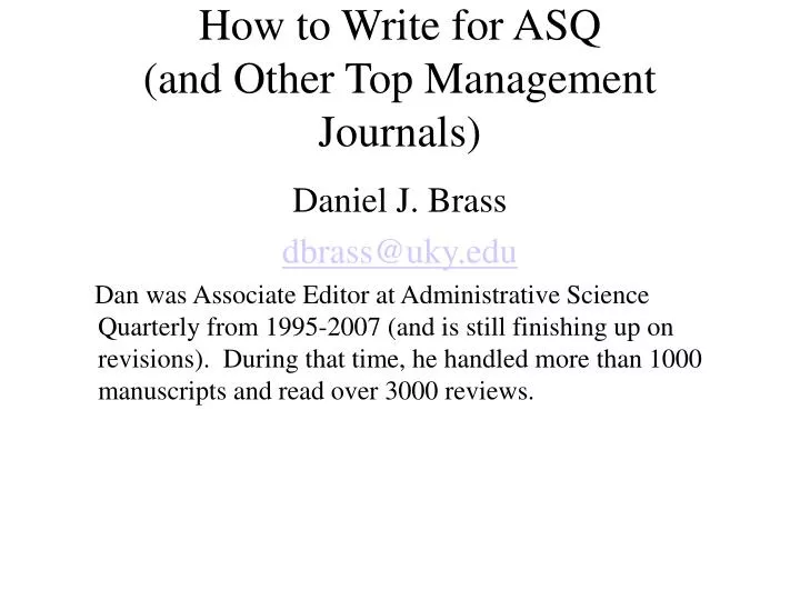 how to write for asq and other top management journals
