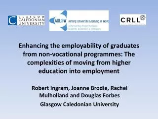 Robert Ingram, Joanne Brodie, Rachel Mulholland and Douglas Forbes Glasgow Caledonian University