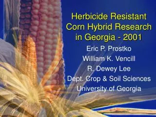 Herbicide Resistant Corn Hybrid Research in Georgia - 2001