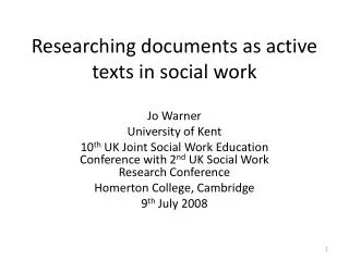 Researching documents as active texts in social work