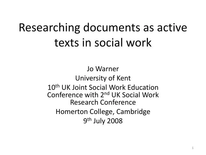 researching documents as active texts in social work