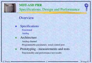 Specifications, Design and Performance
