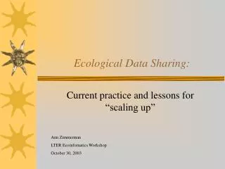 Ecological Data Sharing: