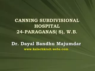 CANNING SUBDIVISIONAL HOSPITAL 24-PARAGANAS( S), W.B.