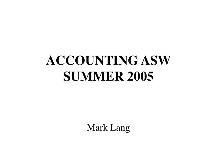 accounting asw summer 2005